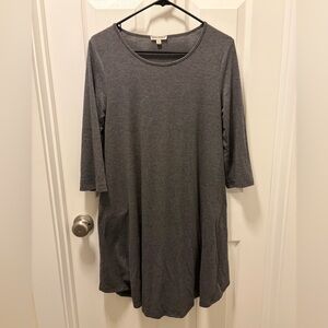 Zenana Outfitters Charcoal Gray Long Sleeve Swing Dress